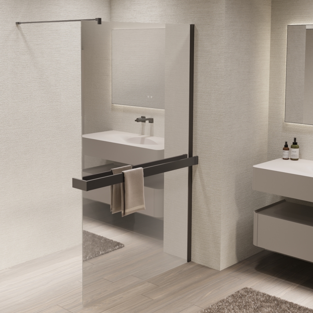Душевая перегородка Vincea Walk-In Вороненая сталь / Зеркальное